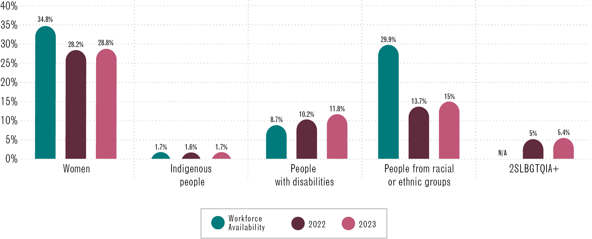 Workforce demographics long description immediately follow