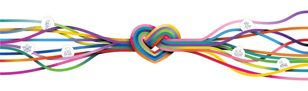 Câbles multicolores noués en forme de cœur